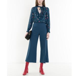 China New arrival women floral ruffle collar long sleeve blouse factory