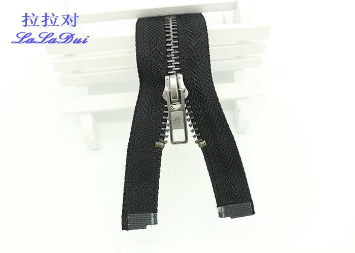 12 Inch Metal Separating Zipper Black Polyester Tape For Trousers / Hometextile /