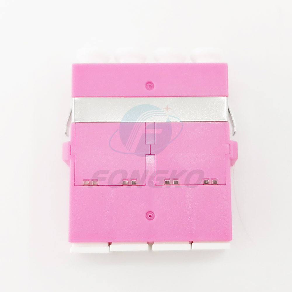 LC OM4 Pink Quad Fiber Optic Adapter With Auto Shutter 850nm