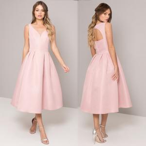 China Pink Sleeveless Open Back Long Dress Woman on sale