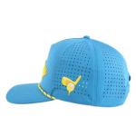 3D Embroidery Outdoor Baseball Caps With Woven Stripes On Fronts And Laser Holes
