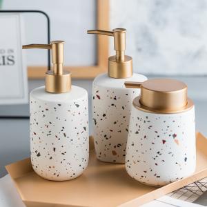 China Luxury Ceramic Bathroom Set Soap Bottle For Shampoo Liquid Lotion factory