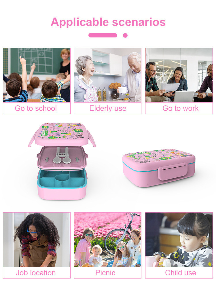 Plastic Customized Pattern Plastic Bento Lunch Box Multi-partition Leak-proof Sealed Crisper Box