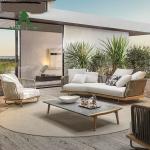 Woven Outdoor Tuft Rope Sofa Thick Cushion Villa Patio Backyard Garden Furniture