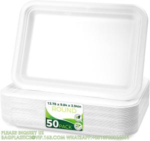 China 14&quot; Heavy Duty Disposable Rectangle Food Trays, Compostable Extra Large Paper Platter Plates Serving Crawfish factory