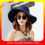 AK17594 fashion polyester braid foldable summer straw hats for womens in stock ,