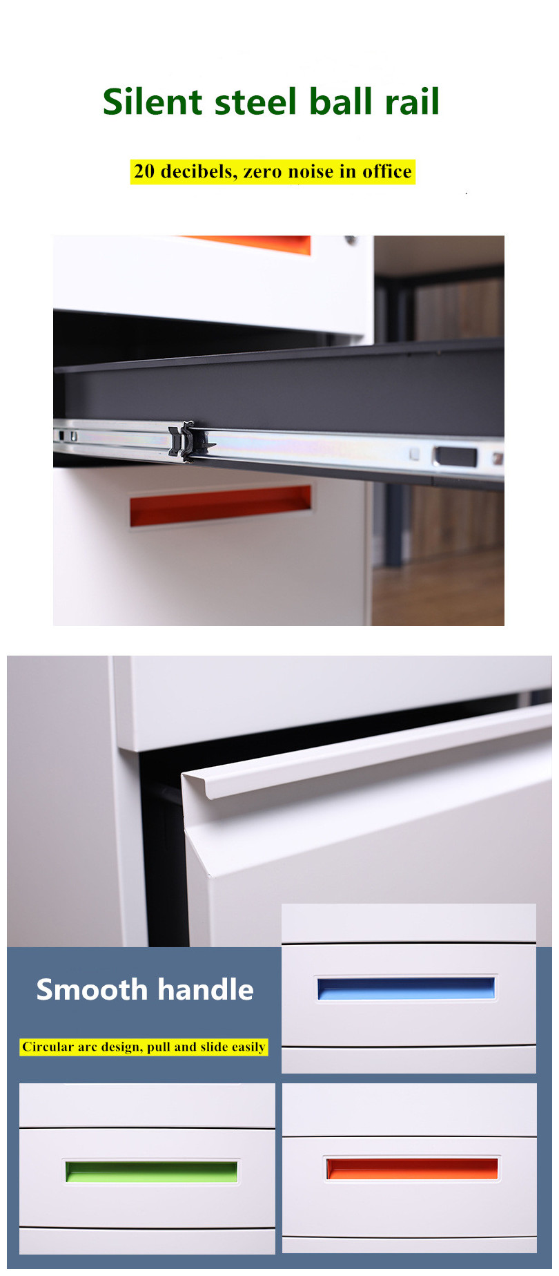 0.6mm Cold Rolled Steel 3 Drawer Lateral File Cabinet Moblie