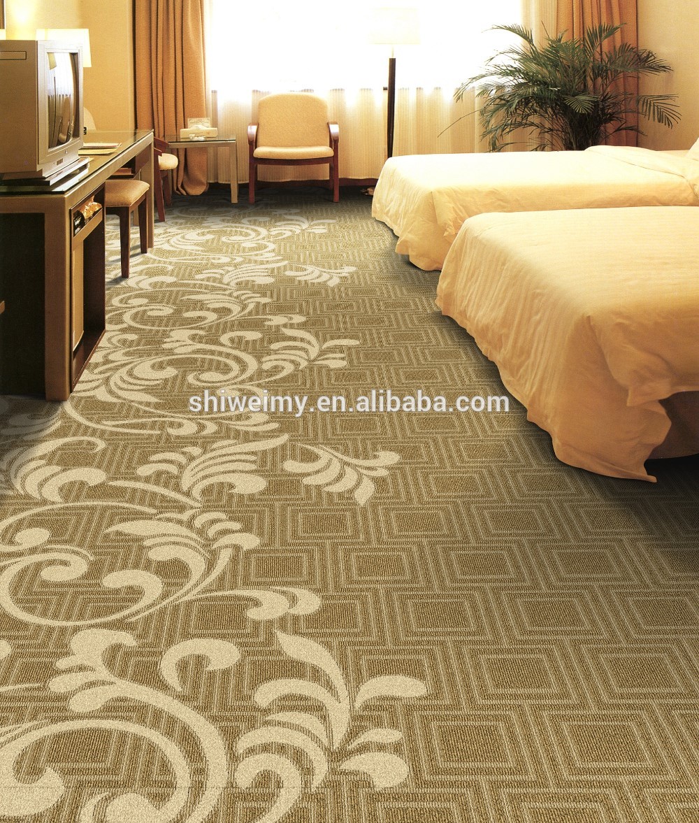 Wool carpets, High cut low pile blend jacquard carpets from bedroom