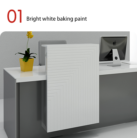 White Painted Glossy Front Desk, Fashionable Design, Light Luxury Front Desk, Commercial Hotel Lobby, Cashier And Reception Desk