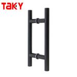 0.5mm Thickness Matt Black Interior Glass Door Handles for Office Shower Room