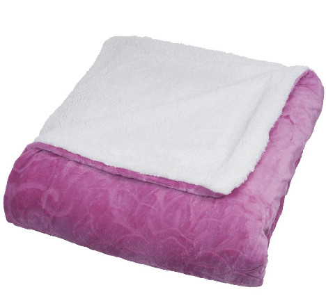 Floral Embossed Cozy Flannel Blanket , Warm Microfiber Plush Polyester Blanket