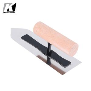 China ODM Plastering Stainless Steel Trowel Silver Color With Wooden Handle factory
