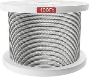 China 500FT Aircraft Steel Wire Rope SS Cable 7x7 For Deck Railing Kits Hardware 1/8&quot; 5/32&quot; 3/16&quot; 1/4&quot; factory