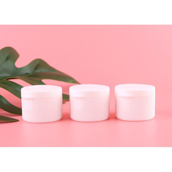 Plastic PP Flip Top Bottle Caps , 24 410 Custom Dispensing Cap Ribbed Surface