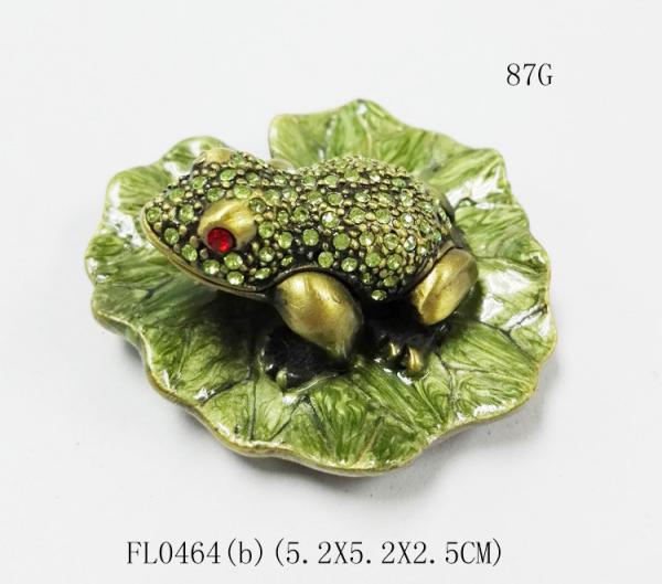 Bejewelled frog Home decoration box Alloy Hand painted crystal Frog metal