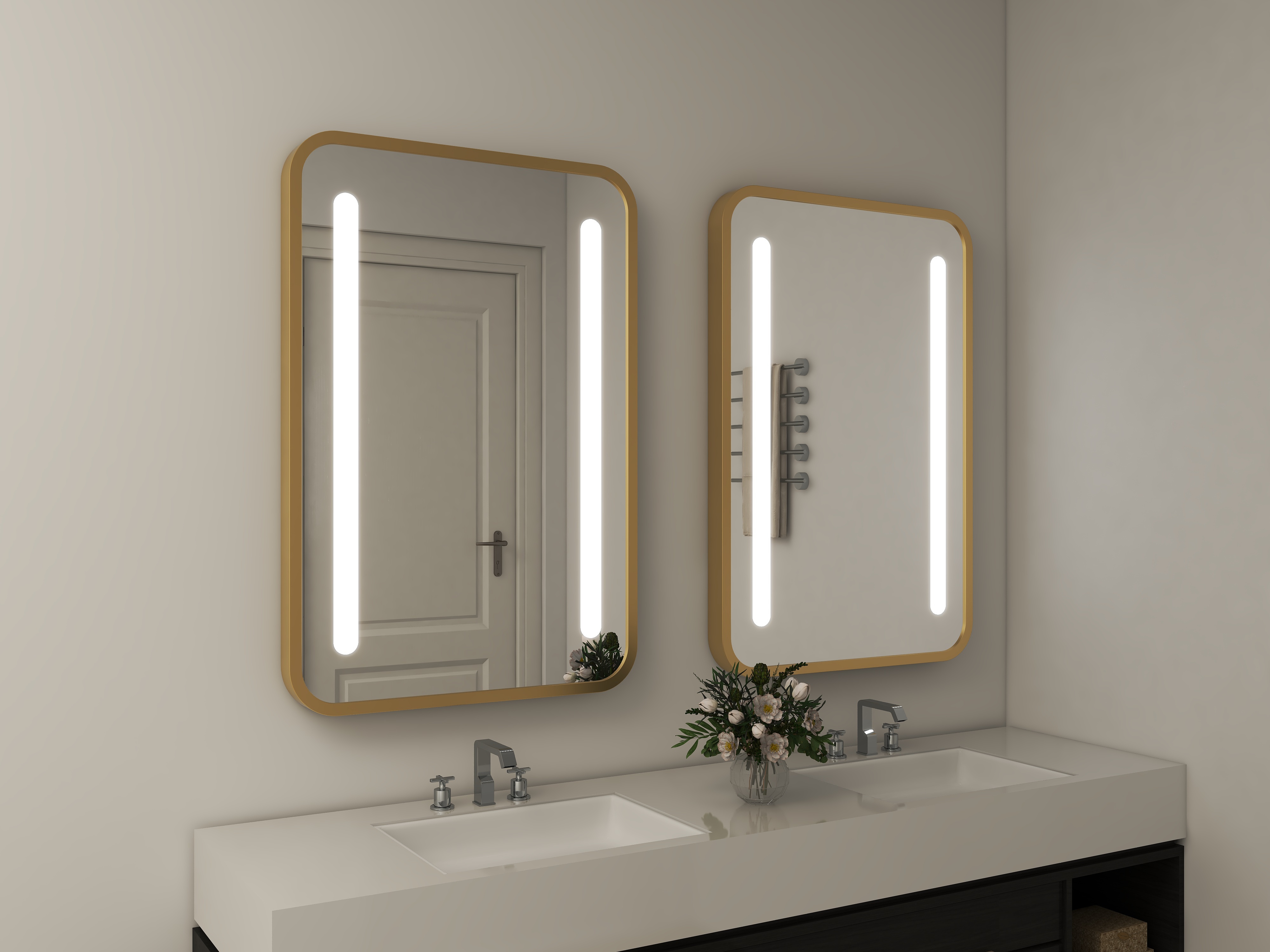 Metal Frame round led bathroom mirror Smart Touch Switch Round Illuminated Mirror