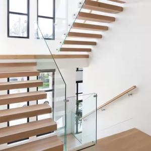 China Solid Wood Floating Staircase for Indoor Home DIY Residential House From Foshan Stairs Factory factory