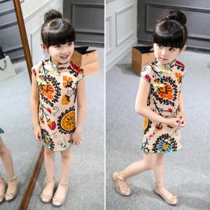China 2016 Fashion Girl Kid's Chinese Style Dress Cheongsam Cute dress factory