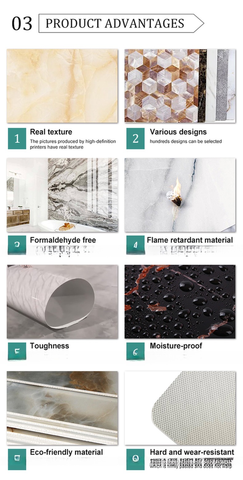 2.8mm Thickness PVC UV Marble Board for Interior Wall Decoration 1220x2800mm Exporter