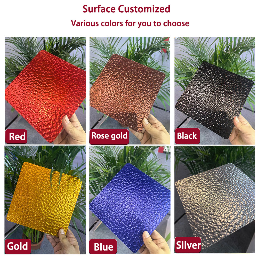 Bright AISI 304 Stainless Steel PVD China Red Color Stainless Steel Hammered Sheet