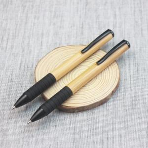 China Personalised stylish office supply wooden ball pen with black grip factory