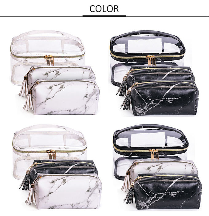 Black Travel Portable Waterproof PVC Makeup Handle Bag