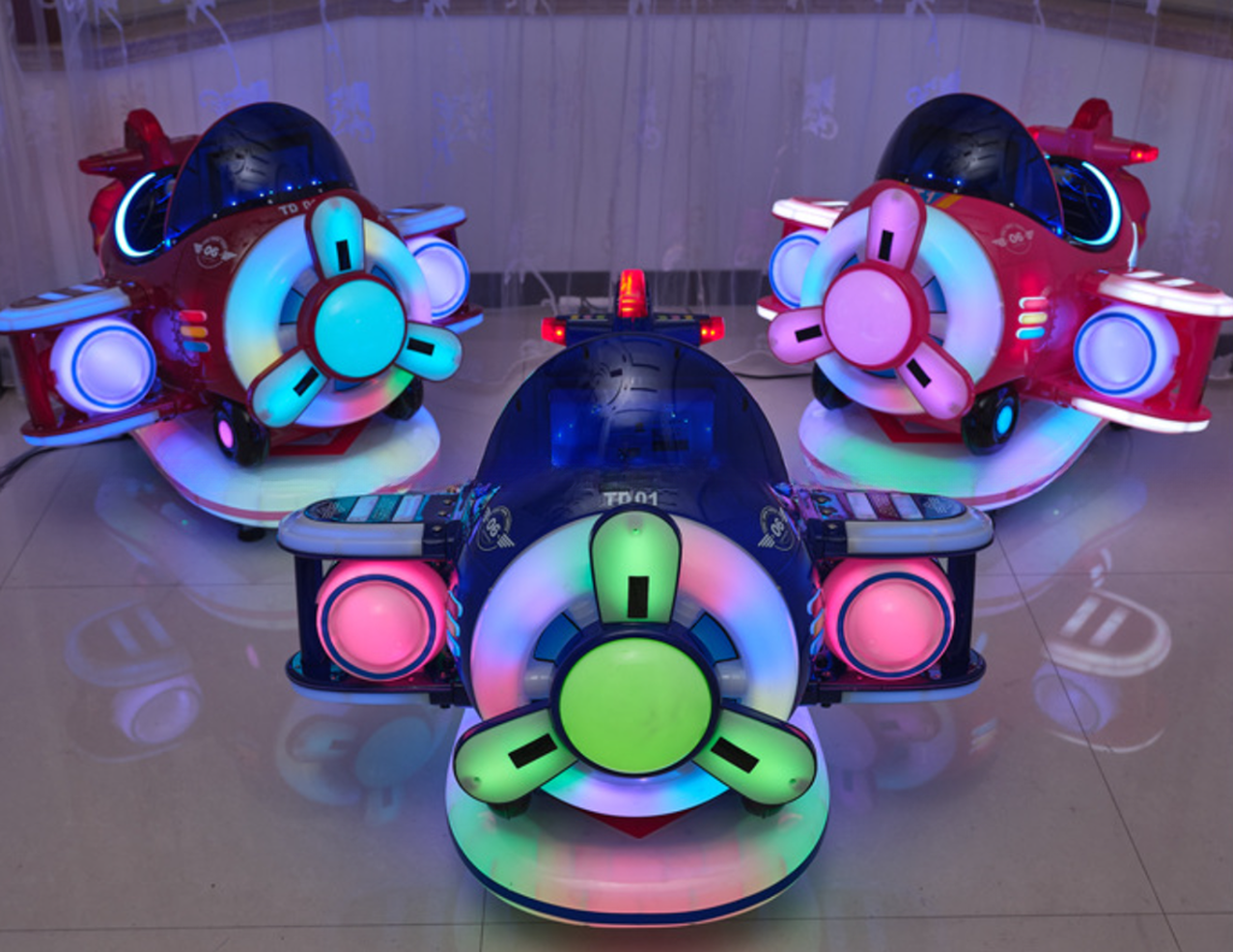 Indoor kids playground coin kiddie rides with swing aircraft kids game machine