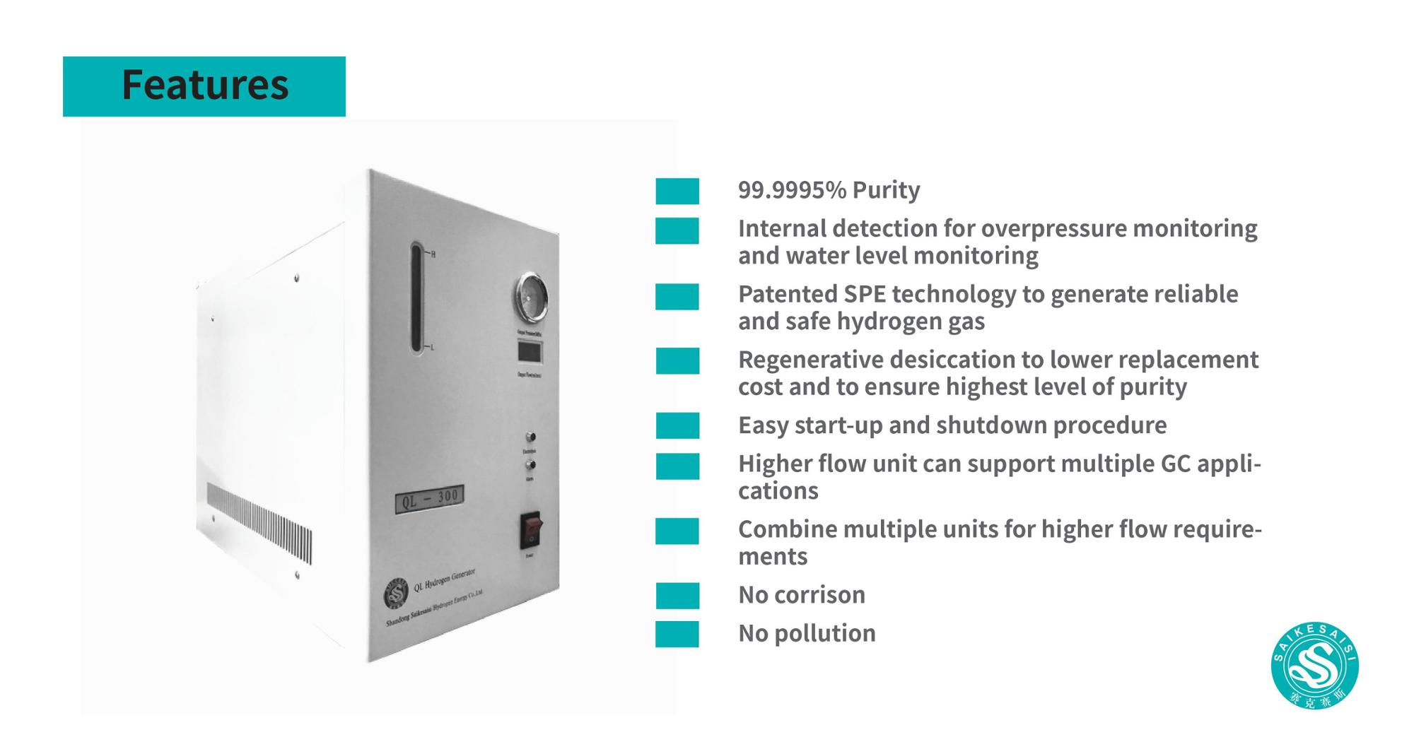 QL-300 H2 Hydrogen Generator Pem Technology FID GC 300ml/Min Production Rate