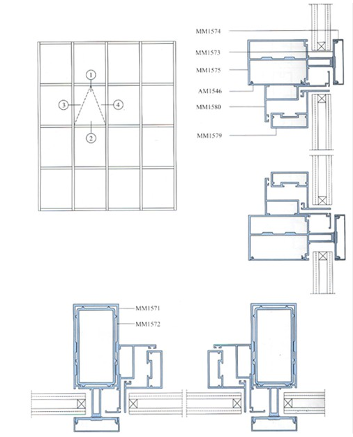 Thin Wall Aluminum Curtain Wall Profile For Construction , Mill Finished