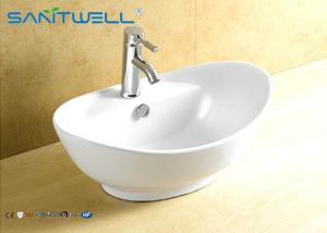 China AB8001 Ceramic Bathroom Sink Oval Shaped Wash Basin 590*390*215mm factory