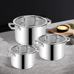 China High Quality Kitchenware 6 Pcs Stainless Steel Soup Pot Set Cookware Set With Glass Lid factory