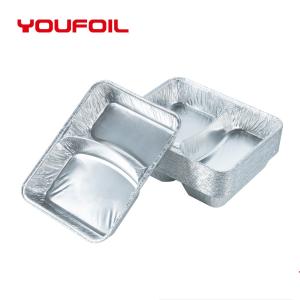 China Takeout Disposable Aluminum Foil Container 2 Cavity Foil Pan factory