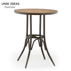 China Patio Folding Bistro Bar Table Iron 180cm Wood Steel Garden Pub Cafe factory
