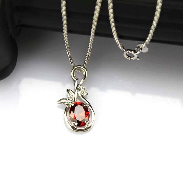 18K Yellow Gold Plated Silver 7mmx9mm Oval Yellow Citrine Cubic Zircon Pendant (PSJ0150)