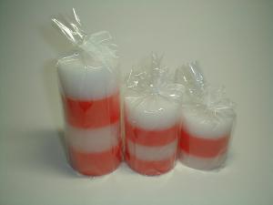 China 100% paraffin wax scented pillar candle with clear bag and printed label factory