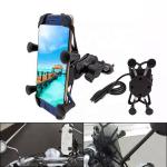 GPS 12V 2.4A Dirt Bike Handlebar Phone Mount 360D Rotation