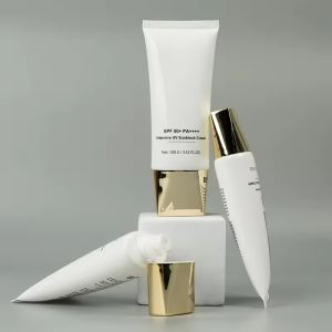 Glossy Empty Plastic Squeeze Tubes Customized White Cosmetic Tube