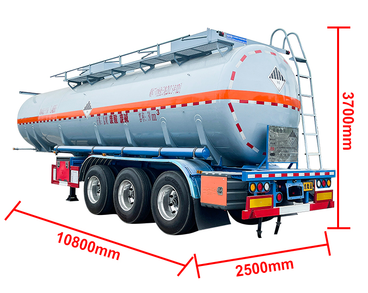 High Capacity 24000L PE Lining Hydrochloric Acid Tanker Semi Trailer With 3 Axles