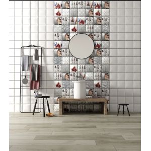 152x152mm White Clay Interior Wall Tiles with Geometric Patterns