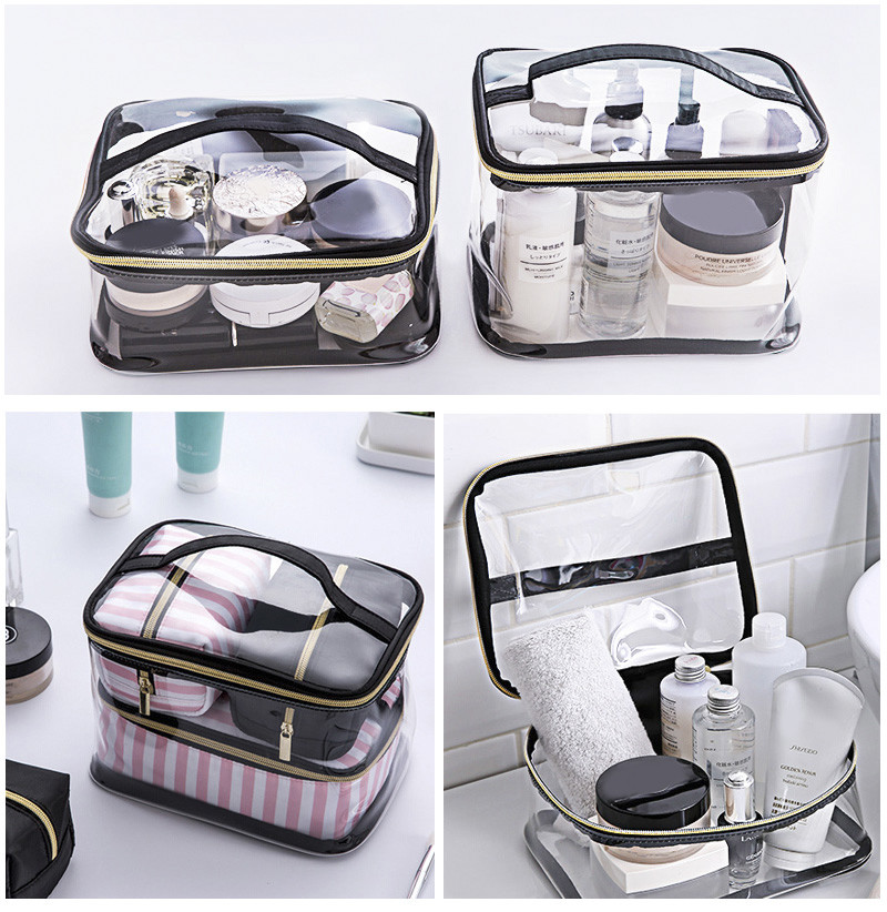 Clear PVC 4 Pieces Waterproof Travel Organizer Toiletry Bag Set