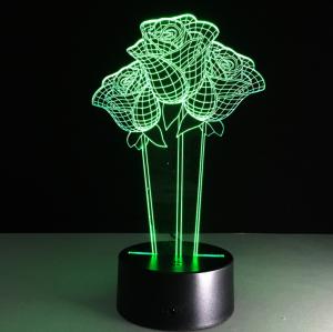 China Rose 7 Colors Change 3D LED Night Light with Remote Control Ideal For Birthday Gifts And Party Decoration factory