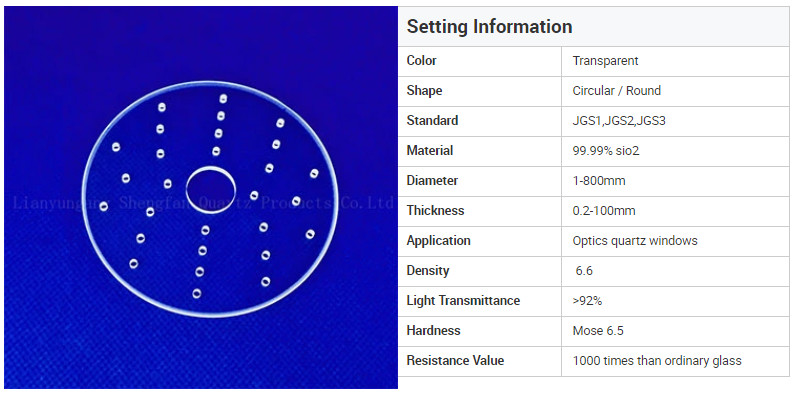 Transparent Round Holes Fused Silica Quartz Glass Sheet