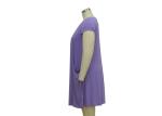 Soft Women'S Casual Dresses V Neck And Drap Pocket Short Sleeve T Shirt Dress