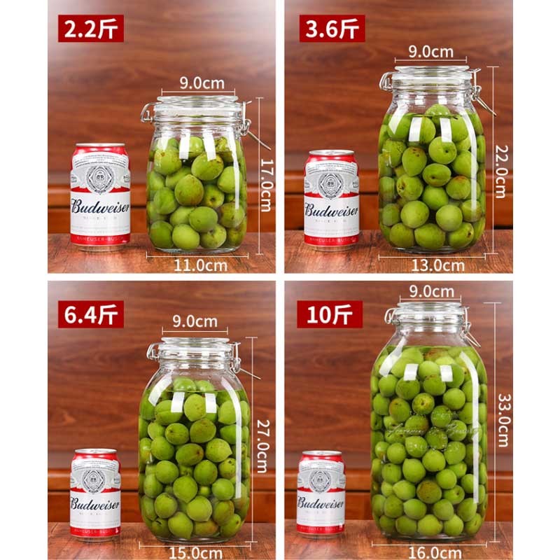 1000ml Household Pickle Glass Storage Jars With Clasp Lid