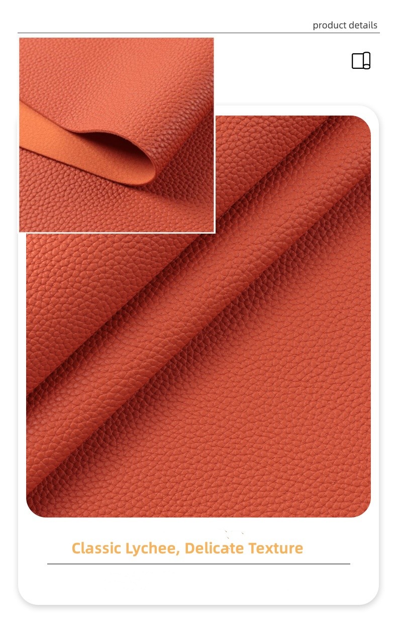 Custom Lychee Soft PVC Leather For Bags Imitation Cotton Velvet Bottom Fabric