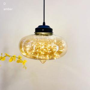 China Diameter 25 / 28CM Luminous Flux 110lm Glass Pendant Light For Wedding factory