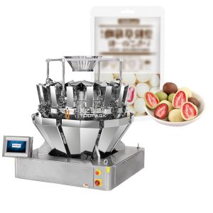 China Customized Automatic Nuts Packing Machine with 10&quot; Color Touch Screen 30-60BPM and 10g-300g Weighing Range factory