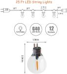G40 Globe Plastic 12 Bulbs Connectable Outdoor Bulb String Lights
