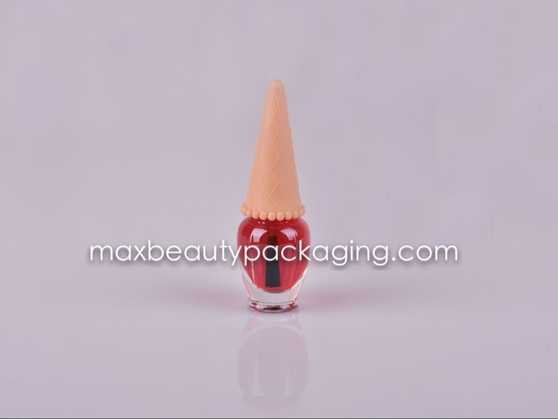 ice cream shape nail polish cap 9ml nail polish bottle nail polish plastic cosmetic packaging nail polish flat brush
