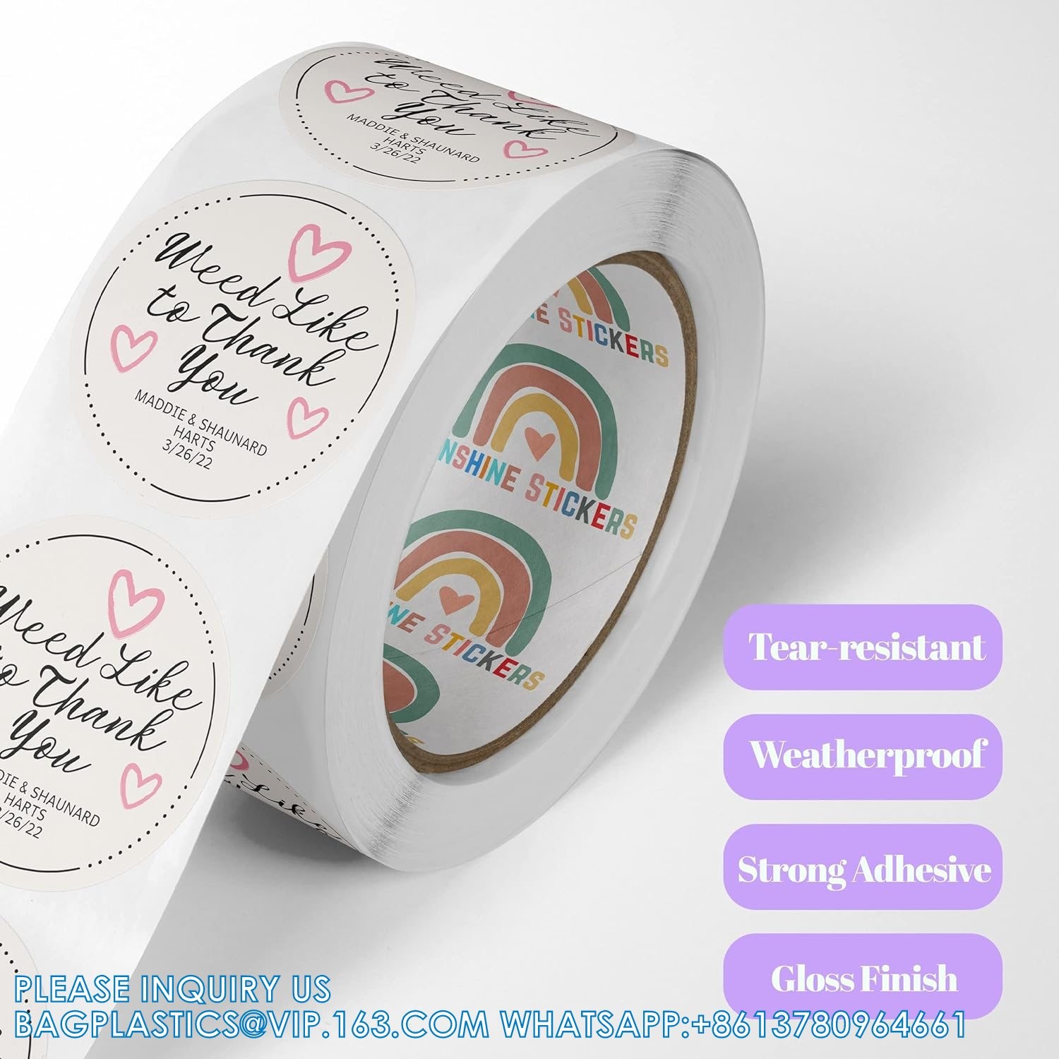 Custom Vinyl Stickers For Business Logo, Personalized Stickers Labels With Image Text, 60 150 300-1000 Qty
